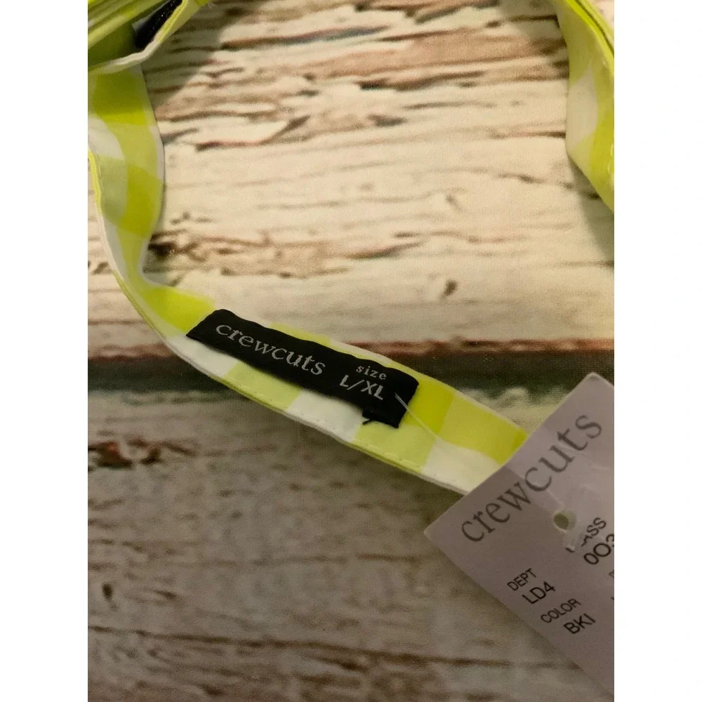 Crewcuts J Crew Boys Neon Yellow Gingham Bow Tie Size L/XL NWT W0324